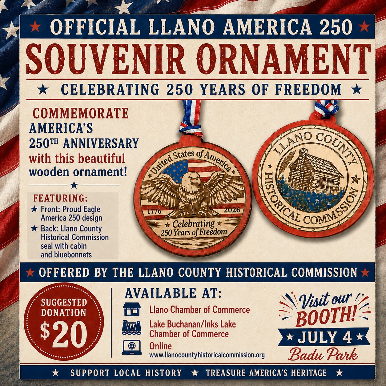 Flier on how to order Souvenir Ornament for the 250th Celebration